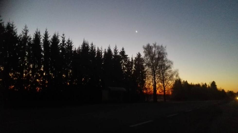 Waiting for bus in the morning