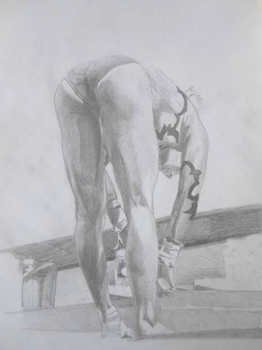 gymnast gets ready for the race