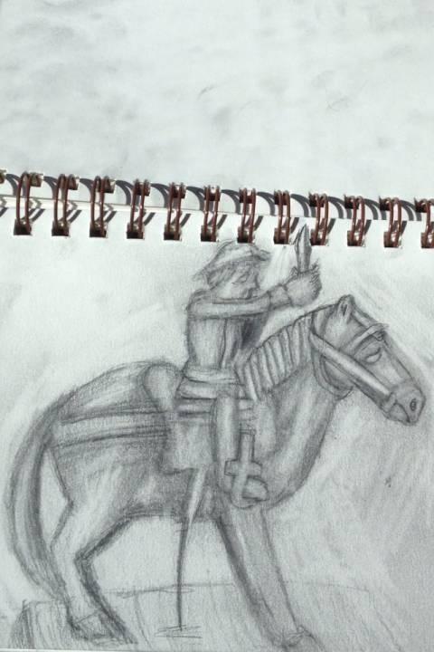 Sketch of Horse and Rider Statue