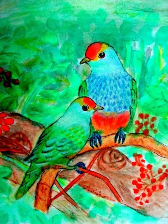 Birds sitting on a branch