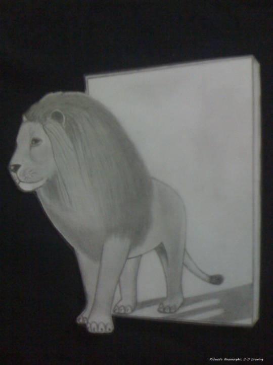 3d Lion Coming out of the page by Ridwan Ridun