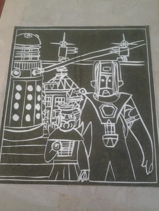 single colour lino print