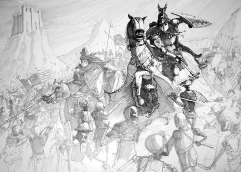 Bretonnian charge by Jandraws