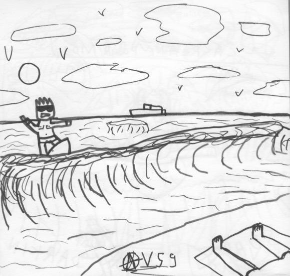 surf en beau paysage