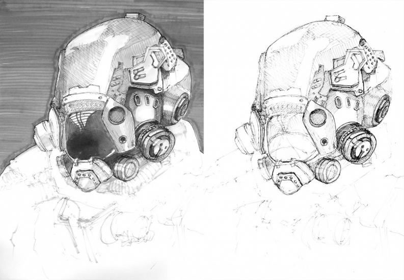 Power armor helmet by Jandraws