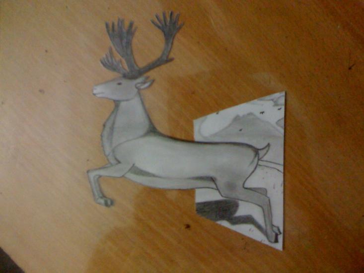 Deer leaping off the portrait. by Ridwan Ridun