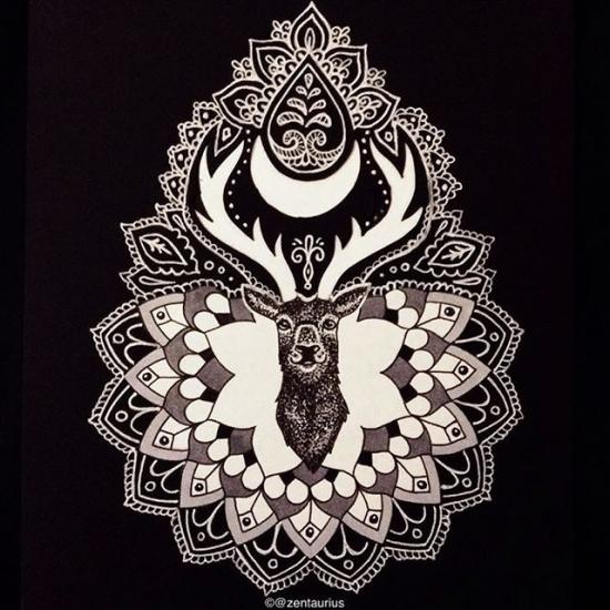 Lunar Stag Mandala Design by zentaurius
