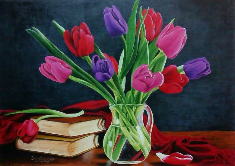 Tulips And Books by Don Art