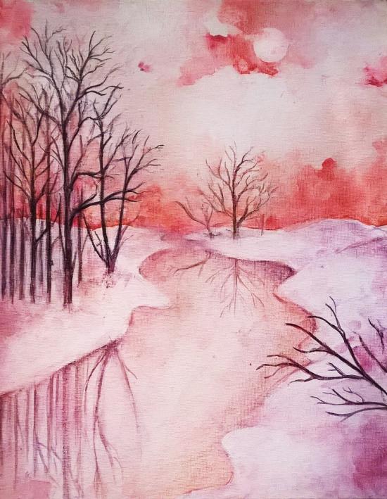 Red winter landscape by Giorgia Haran