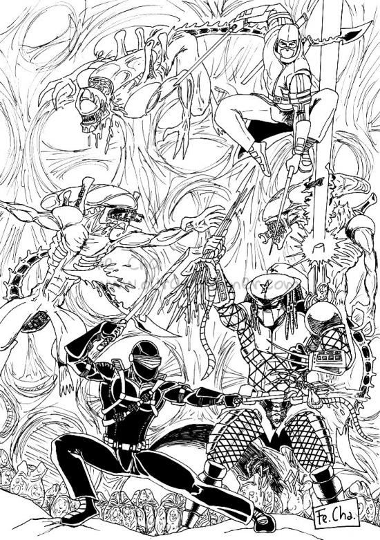 snake eyes/stormshadow vs aliens/predator