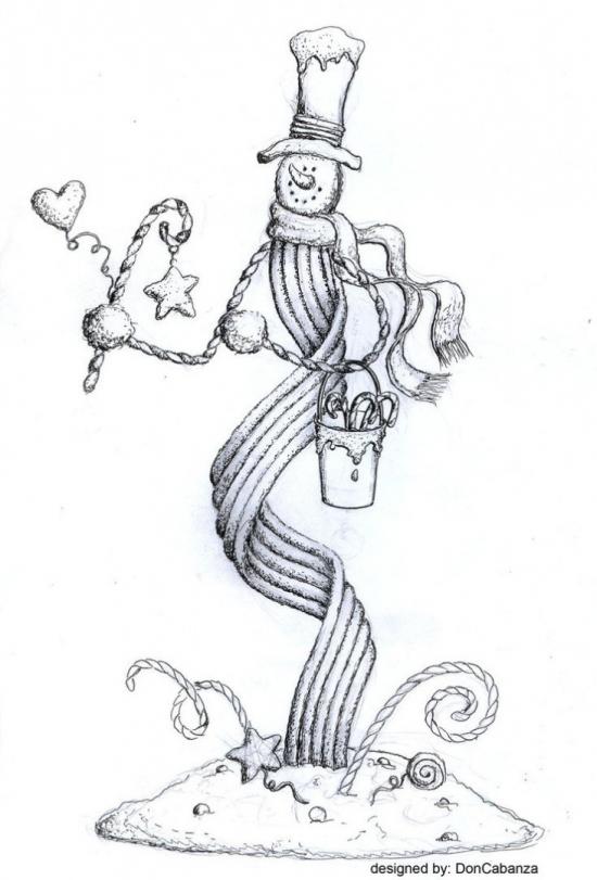 Twisted Candy Snowman by Don Art