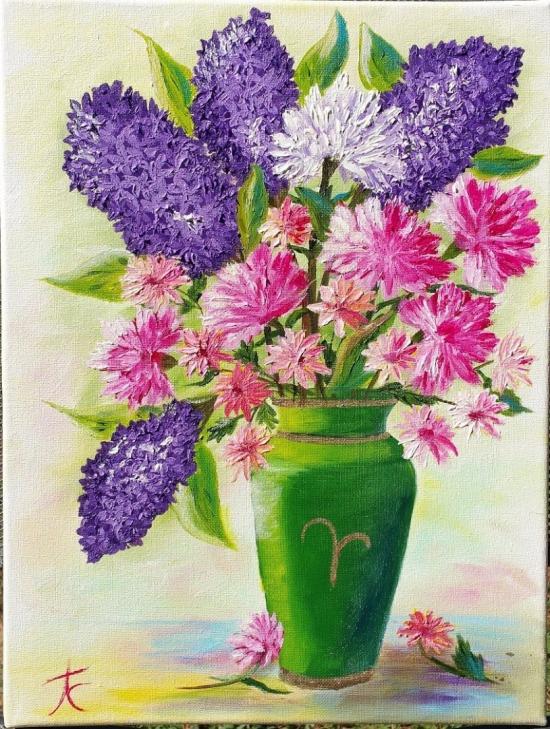 Flowers in a Green Vase by terrycurley