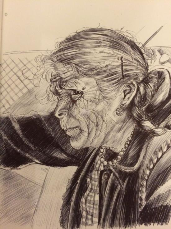 Old woman cooking