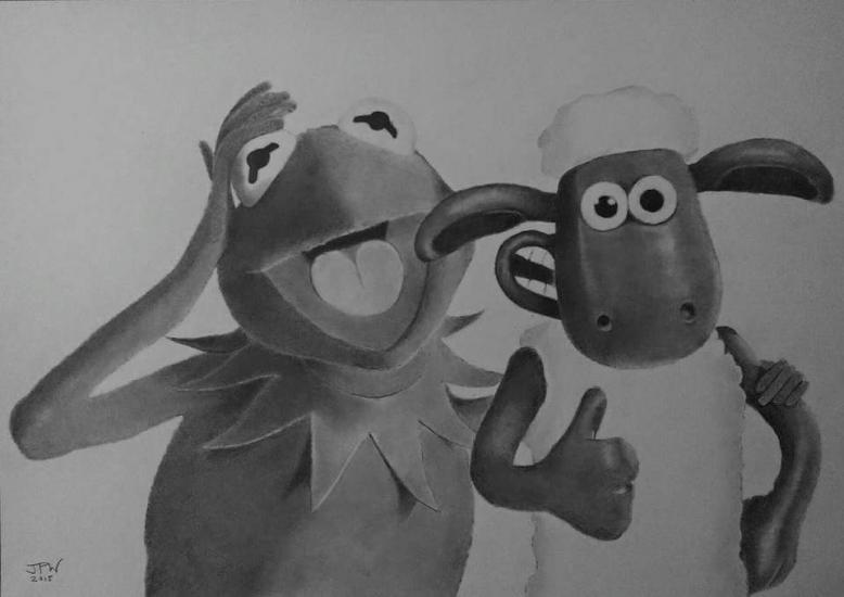Kermit and Shaun by JPW Artist