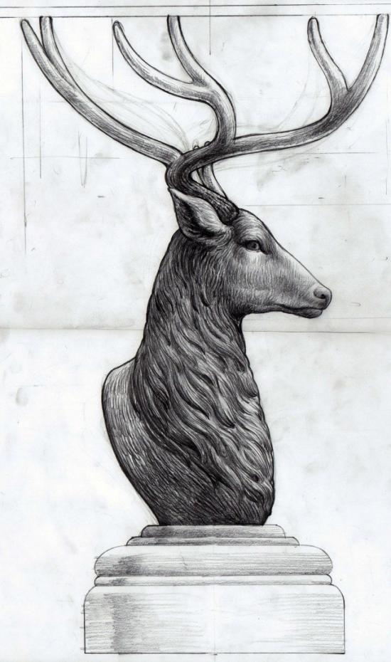 Deer Head Table Piece by Don Art