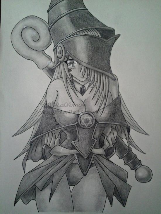 manga series #33 dark magician girl monotone