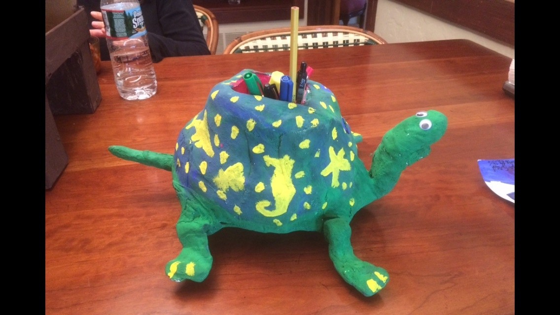 Paper-Plaster-Turtle-Pencil-Holder
