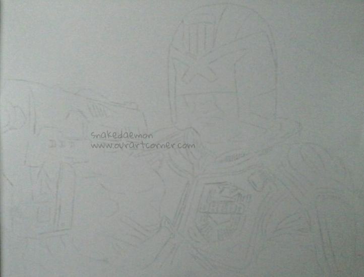 dredd w.i.p 1 linework