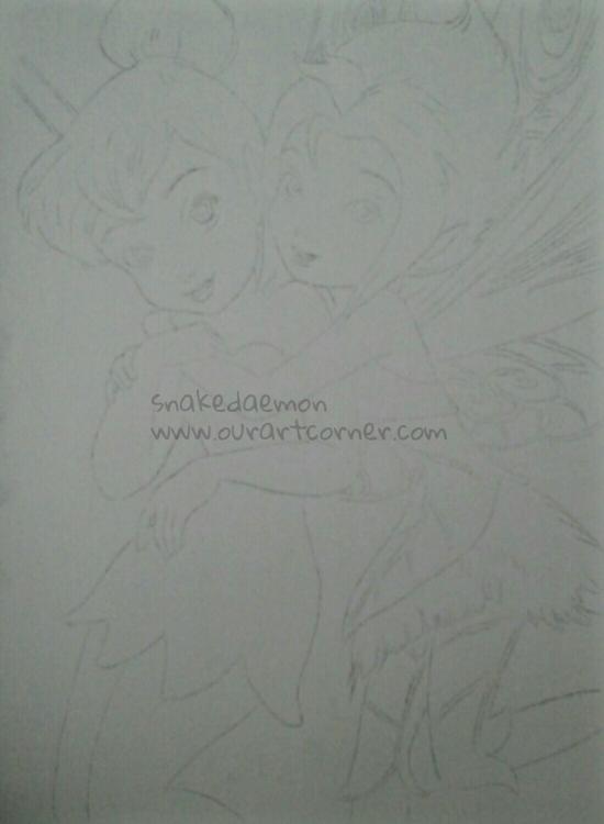 tinkerbell and silvermist w.i.p 1 linework