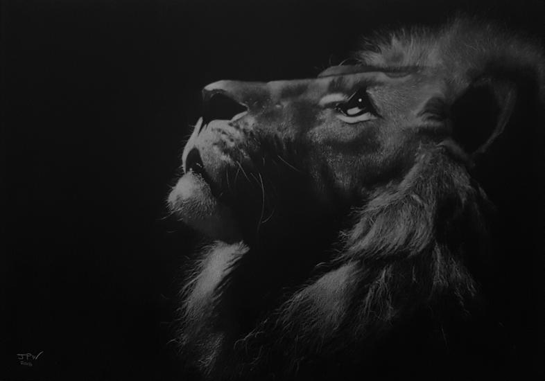 Lion in moonlight. (3rd attempt) by JPW Artist