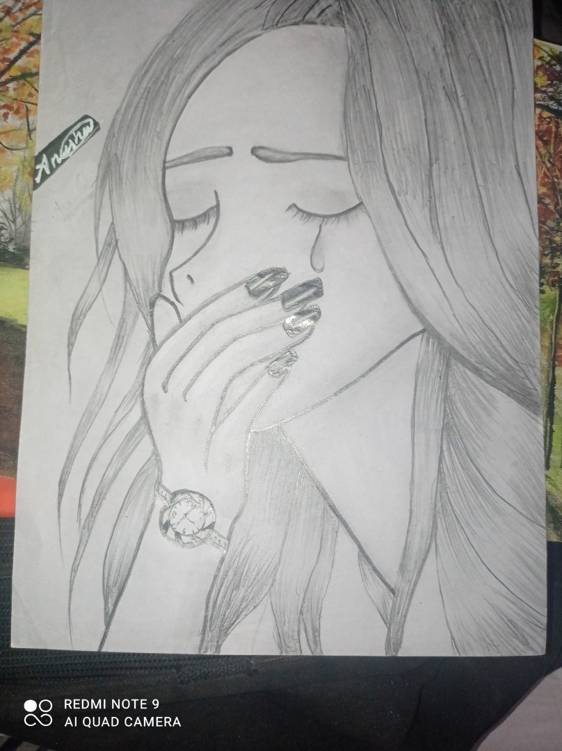 Drawing Sad girl by Anusha Kumari | OurArtCorner