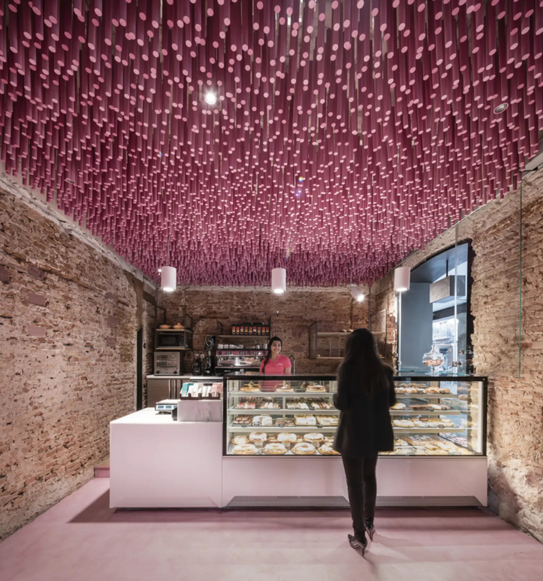 12,000 pink-painted wooden sticks, Alcalá De Henares, Spain