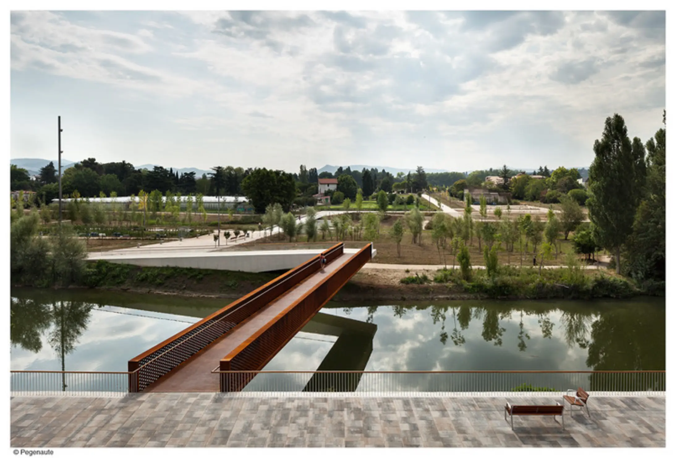 Pedestrian Bridge in Aranzadi Park, Pamplona, Spain