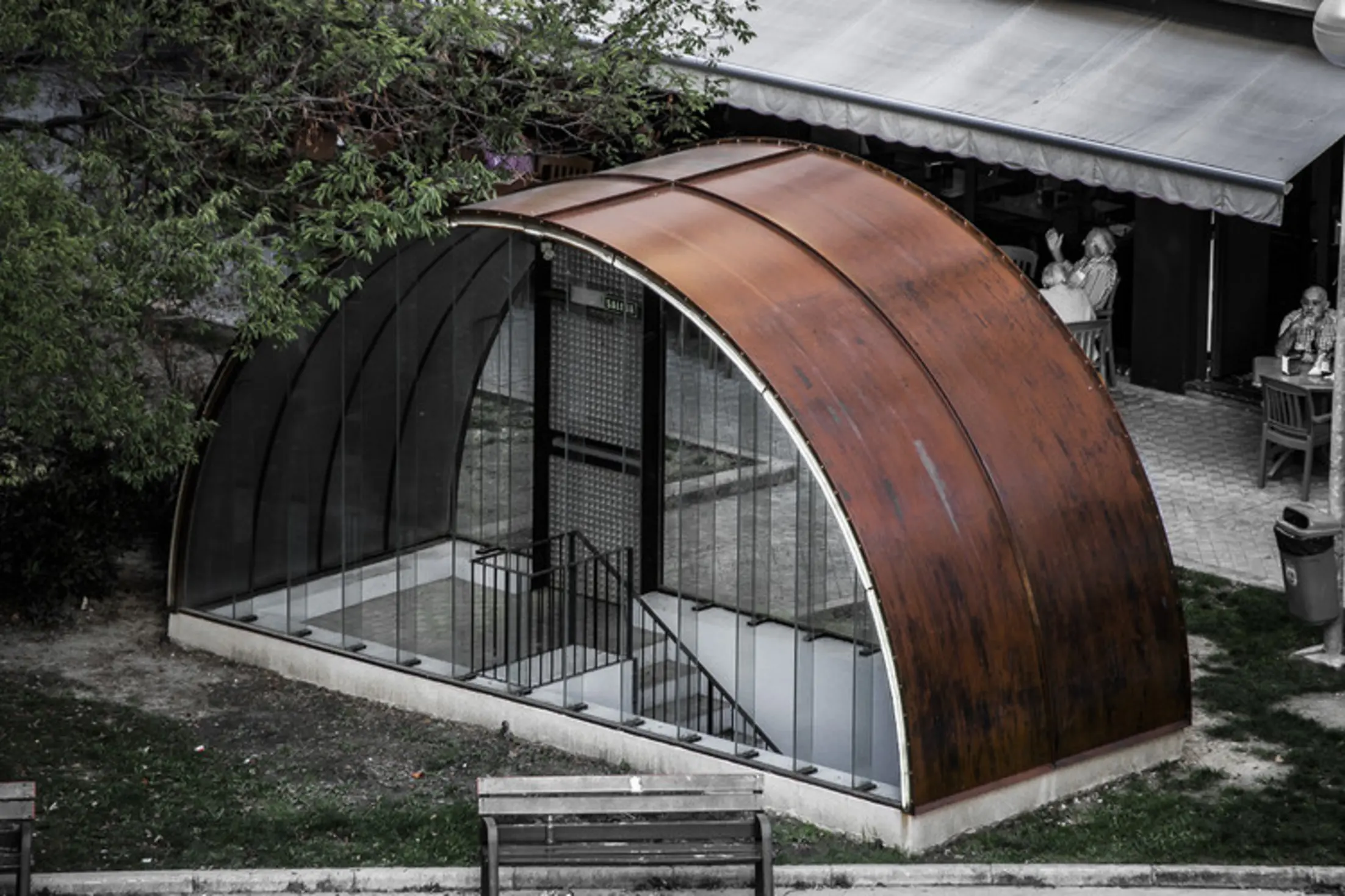 Marquesina en Plaza San Juan Bosco, Pamplona, Spain