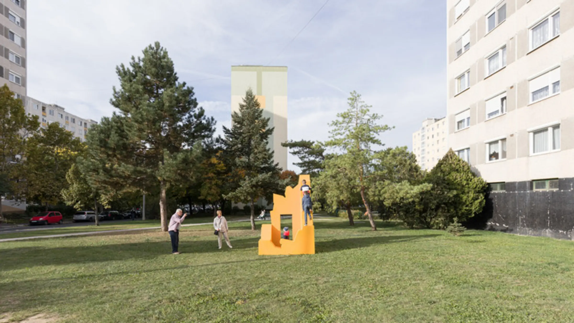 Face, Pool, Two Towers and Ruin Installation