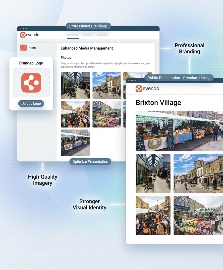 A branded business page with logo and strong images creating a more polished impression
