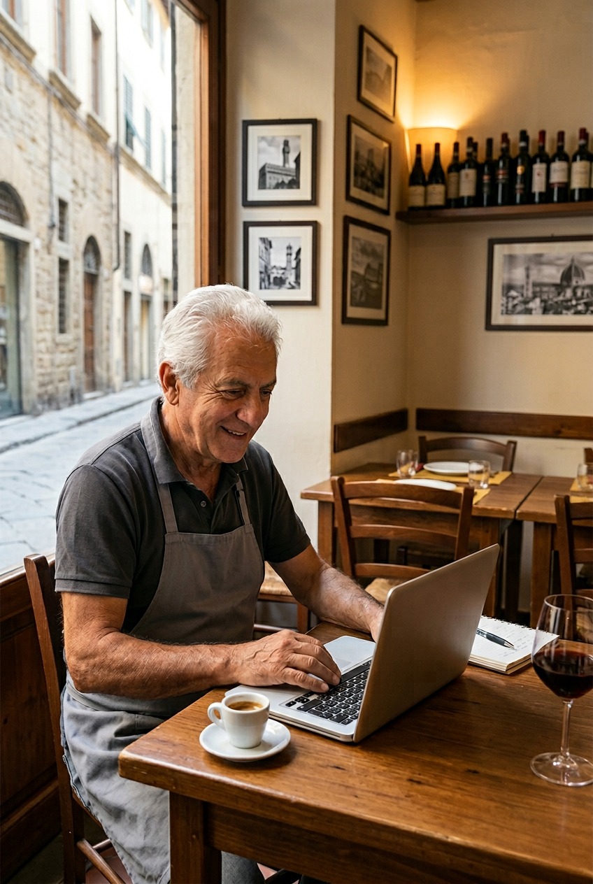 A business owner confidently choosing how to continue after experiencing a stronger presence