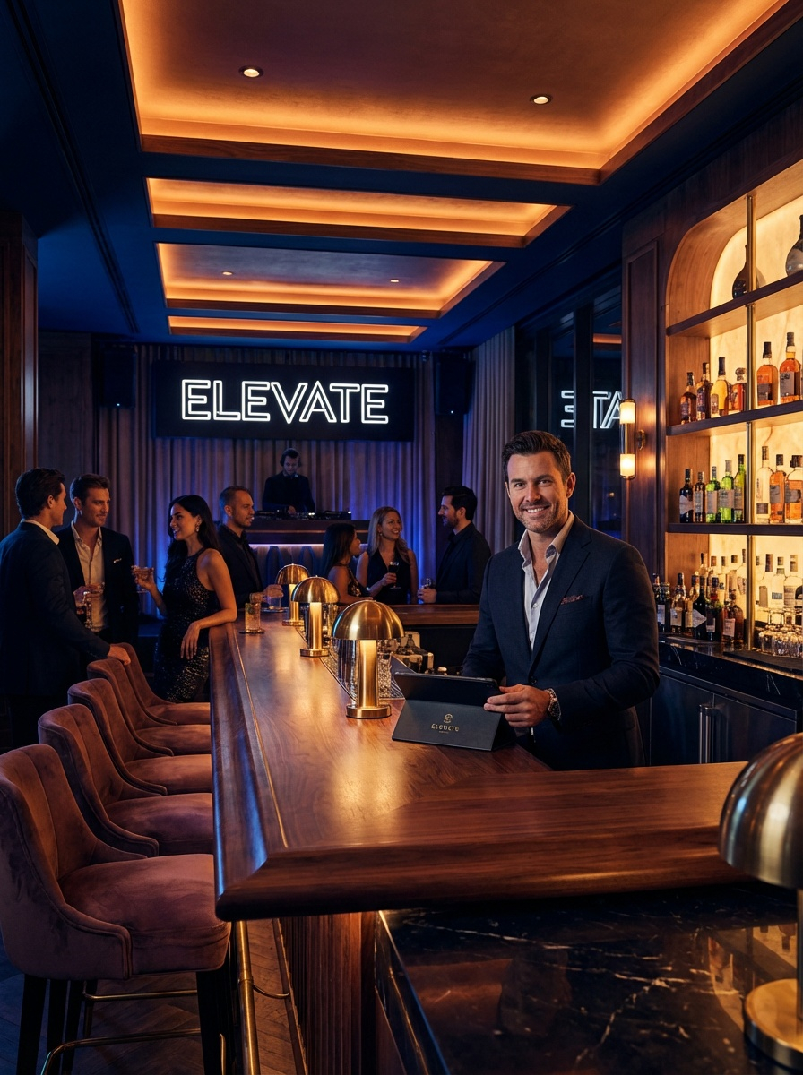 A stylish nightlife setting with bar or nightclub atmosphere