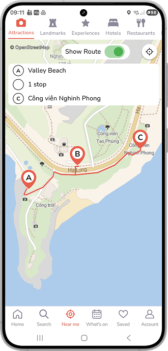 Smart routes list to route screenshot
