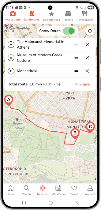 Smart routes timing screenshot