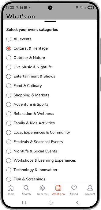 Filter events screenshot