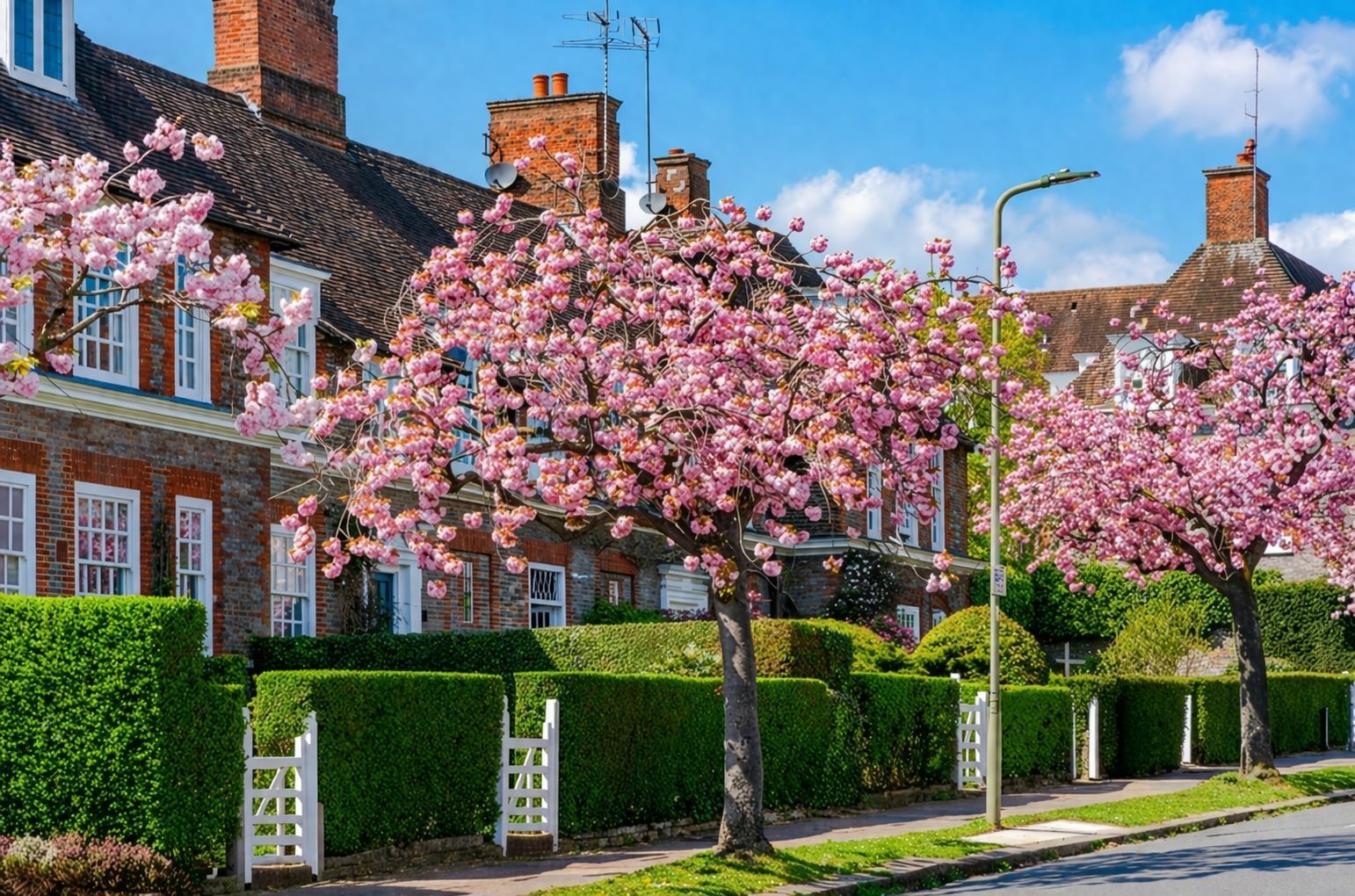 Spring blossoms along suburban streets samller
