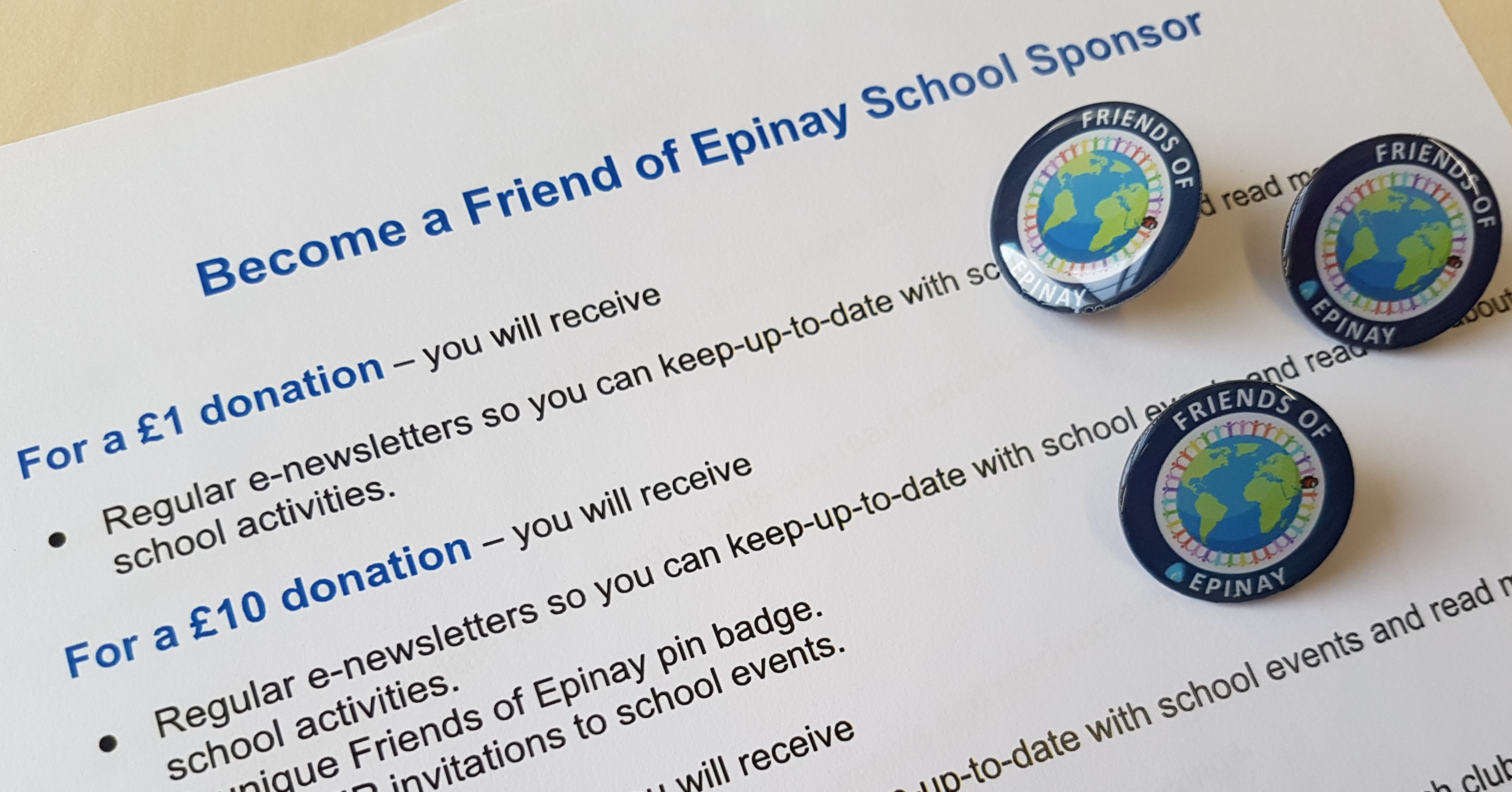 Become a Friend of Epinay School Sponsor
