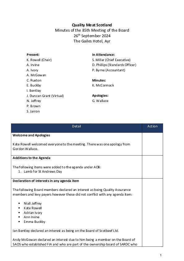 QMS Board Meeting 26th September 2024 - Minutes