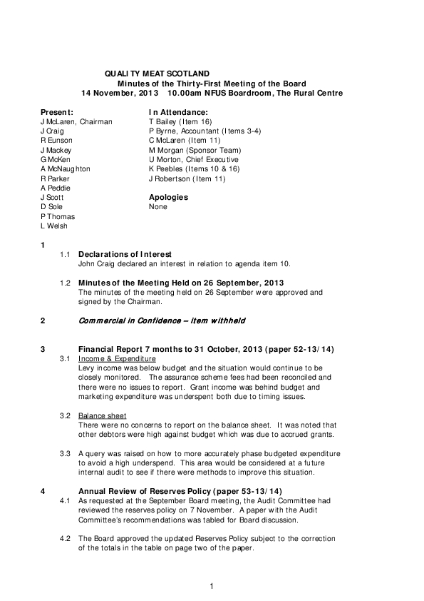 Minutes Board meeting November 2013