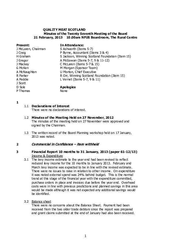 Minutes Board Meeting 21 February 2013