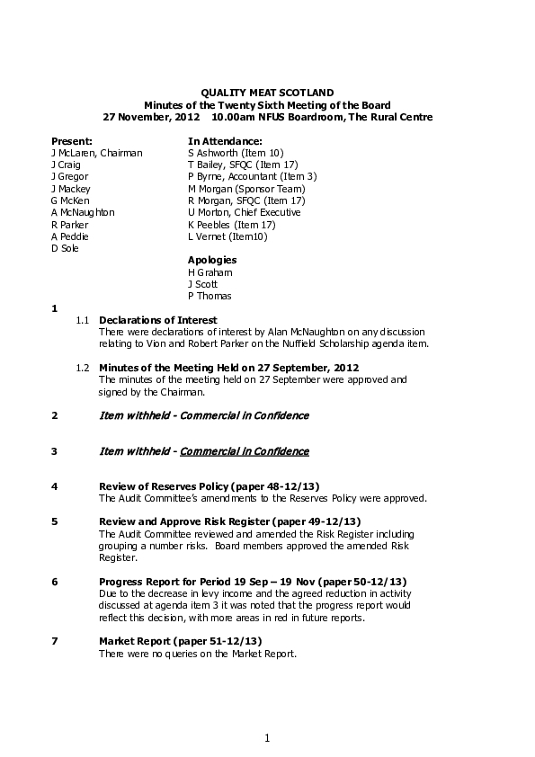 Minutes Board Meeting 27 November 2012