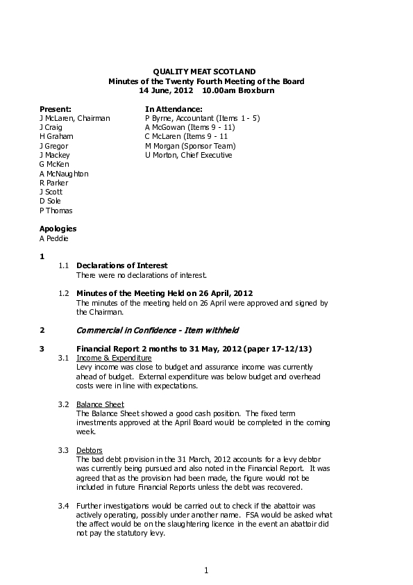 Minutes Board Meeting June 2012