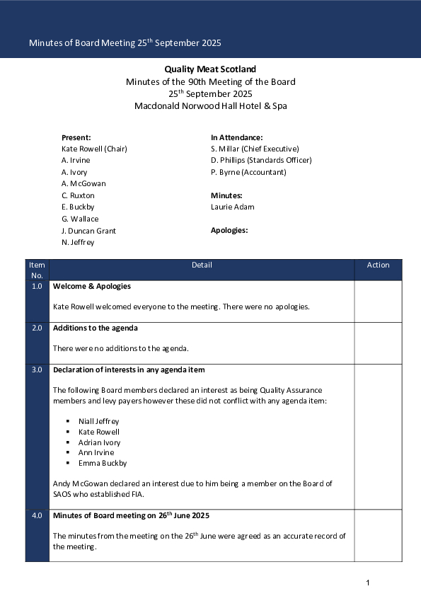 QMS Board Meeting 25th September 2025 Minutes for website