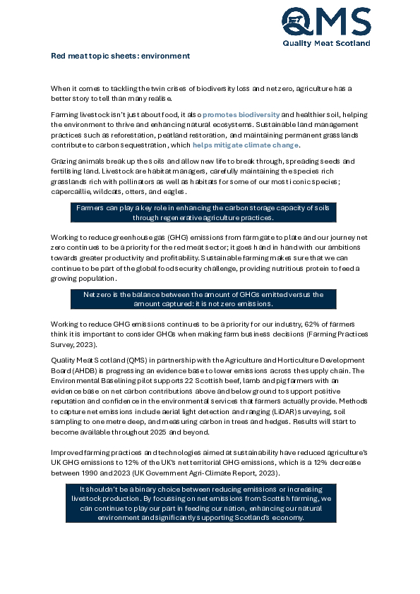 Red meat topic sheets - environment