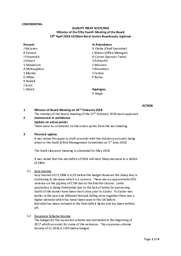 Board Meeting Minutes 19 April 2018