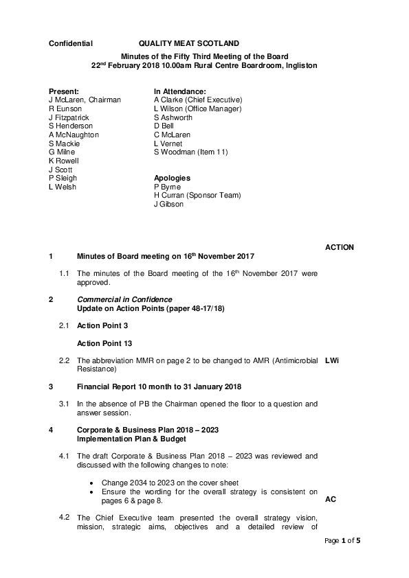 Board Meeting Minutes 22 February 2018