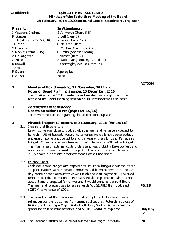 Board Meeting Minutes 25 February 2016