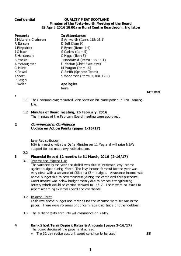 Board Meeting Minutes 28 April 2016