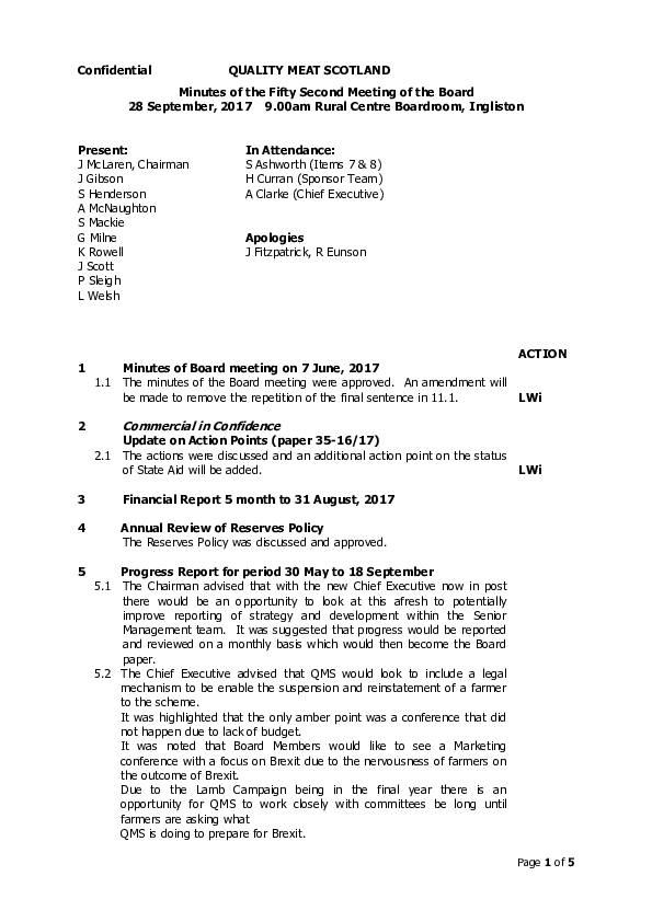 Board Meeting Minutes 28 September 2017