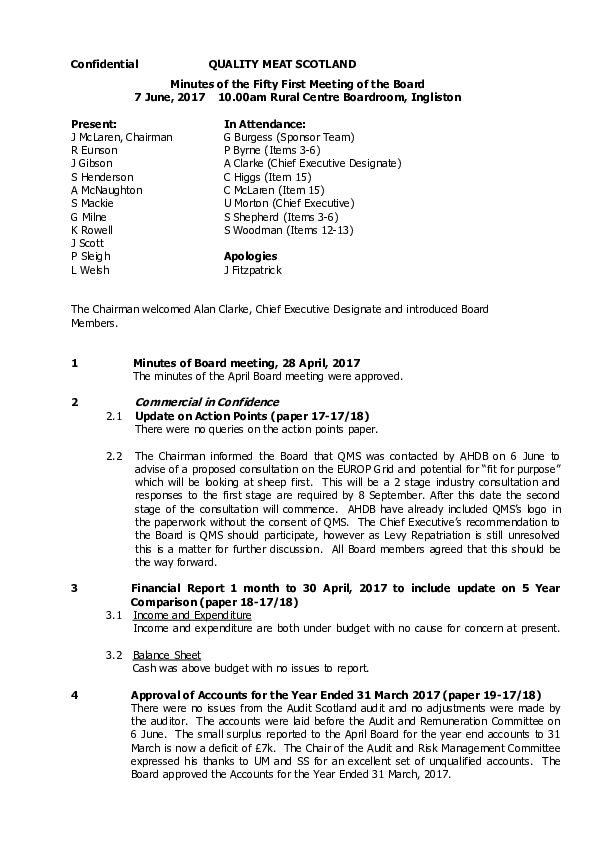 Board Meeting Minutes 7 June 2017